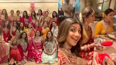 Shilpa Shetty, Mira Rajput and Raveena Tandon celebrated Karwa Chauth together. Shilpa Shetty, Mira Rajput and Raveena Tandon celebrated Karwa Chauth together.