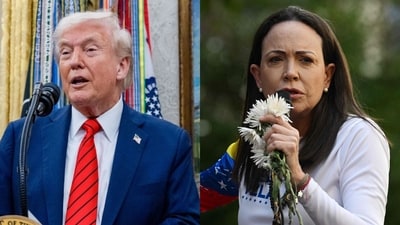 US President Donald Trump said Nobel Peace Prize winner Maria Corina Machado called him after the announcement. (Bloomberg/ AFP) US President Donald Trump said Nobel Peace Prize winner Maria Corina Machado called him after the announcement. (Bloomberg/ AFP)