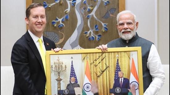 US ambassador-designate Sergio Gor meets Prime Minister Narendra Modi in New Delhi on Saturday. (X / @narendramodi) US ambassador-designate Sergio Gor meets Prime Minister Narendra Modi in New Delhi on Saturday. (X / @narendramodi)