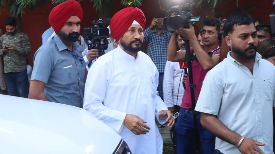 Charanjit Singh Channi, a former chief minister of Punjab and Dalit Congress leader, heading to pay condolences in Chandigarh’s Sector 24 on Saturday. (Sanjeev Sharma/HT) Charanjit Singh Channi, a former chief minister of Punjab and Dalit Congress leader, heading to pay condolences in Chandigarh’s Sector 24 on Saturday. (Sanjeev Sharma/HT)