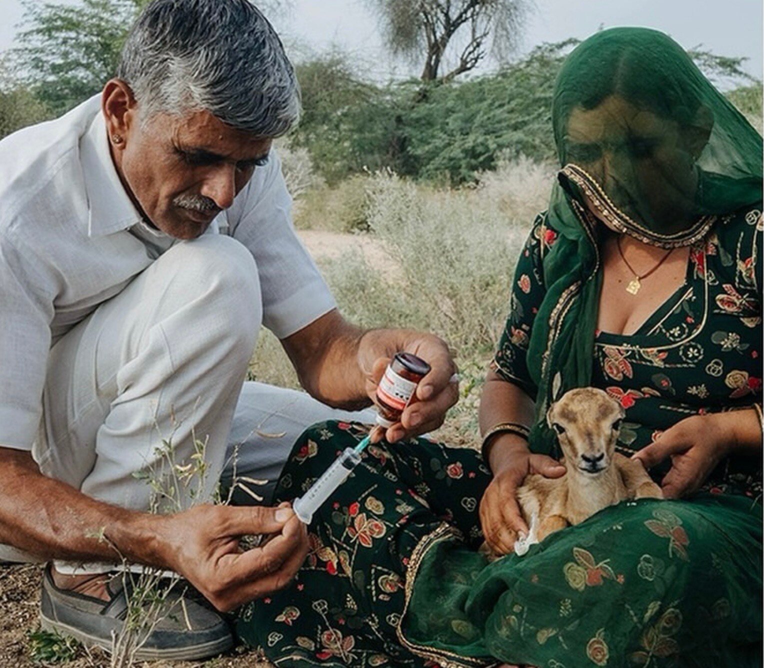 Peeraram and Parvati tend to a Chinkara fawn. (Donatekart/India) Peeraram and Parvati tend to a Chinkara fawn. (Donatekart/India)