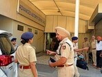 Chandigarh senior superintendent of police Kanwardeep Kaur and a SIT member outside the PGIMER autopsy centre on Saturday (HT Photo) Chandigarh senior superintendent of police Kanwardeep Kaur and a SIT member outside the PGIMER autopsy centre on Saturday (HT Photo)