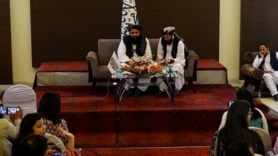 Afghanistan's Taliban Foreign Minister Amir Khan Muttaqi attends a press conference in New Delhi. (REUTERS)