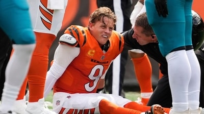 Cincinnati Bengals quarterback Joe Burrow suffered a Grade 3 turf toe injury in his left big toe. (AP) Cincinnati Bengals quarterback Joe Burrow suffered a Grade 3 turf toe injury in his left big toe. (AP)