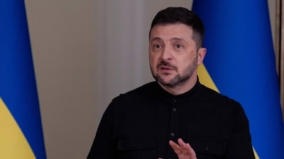 Ukraine's President Volodymyr Zelensky speaks during a press conference in Kyiv. (AFP) Ukraine's President Volodymyr Zelensky speaks during a press conference in Kyiv. (AFP)