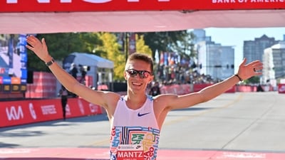 Conner Mantz becomes fastest American marathoner in history with 2:04:43 finish. Details here (IMAGN IMAGES via Reuters Connect)