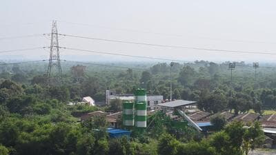 the plant was operational a year ago for building these towers in the Kingston Park area and adjoining society. It was shut down in February 2025 after locals complained of pollution. (Sunil Ghosh/HT Photo) the plant was operational a year ago for building these towers in the Kingston Park area and adjoining society. It was shut down in February 2025 after locals complained of pollution. (Sunil Ghosh/HT Photo)