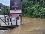 A view of the highway covered with flood water as the water level rises due to heavy rain at Kalimpong, in Darjeeling on October 5 (ANI Video Grab/ FILE IMAGE)
