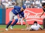 Bo Bichette, 27, had hoped to return from a knee sprain suffered in a collision at home plate against the Yankees on Sept. 6.