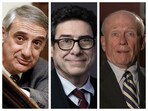 (From left) Joel Mokyr, Philippe Aghion and Peter Howitt, winners of the Nobel Prize in Economics 2025.
