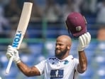 John Campbell scored his maiden Test century to take West Indies past India's score.(PTI)