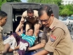 Santosh in police custody after second encounter on Monday. (HT PHOTO) Santosh in police custody after second encounter on Monday. (HT PHOTO)