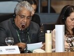 Union environment minister Bhupender Yadav participates in the Pre-COP30 Ministerial Roundtable in Brasilia on Monday. (X / @byadavbjp)