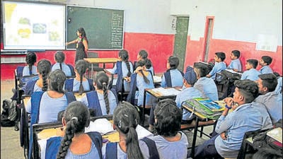 (Representative image) Teachers received five-level AI training through online and in-person sessions to promote future-ready learning and bridge the public-private tech gap. (HT Archive) (Representative image) Teachers received five-level AI training through online and in-person sessions to promote future-ready learning and bridge the public-private tech gap. (HT Archive)