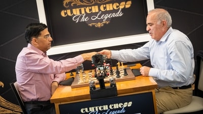 Viswanathan Anand faced Garry Kasparov in a recent exhibition event. (X) Viswanathan Anand faced Garry Kasparov in a recent exhibition event. (X)