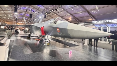 A mock-up of the AMCA on display at the Aero India show held in Bengaluru in February (HT) A mock-up of the AMCA on display at the Aero India show held in Bengaluru in February (HT)