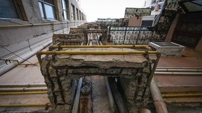 Cracks seen on the Signature View Apartments in 2023. (HT Archive) (HT_PRINT) Cracks seen on the Signature View Apartments in 2023. (HT Archive) (HT_PRINT)
