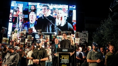 Jared Kushner speaks in "Hostages square", flanked by Ivanka Trump and U.S. Special Envoy to the Middle East Steve Witkoff, after a ceasefire between Israel and Hamas in Gaza went into effect, in Tel Aviv, Israel, October 11, 2025. REUTERS/Ronen Zvulun (REUTERS)