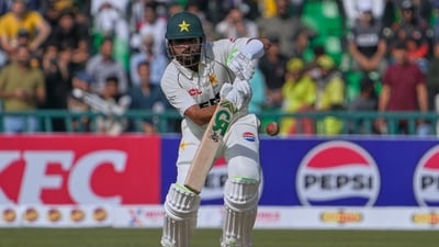 Pakistan's Babar Azam plays a shot during the first day of first test cricket match between Pakistan and South Africa, in Lahore (AP) Pakistan's Babar Azam plays a shot during the first day of first test cricket match between Pakistan and South Africa, in Lahore (AP)
