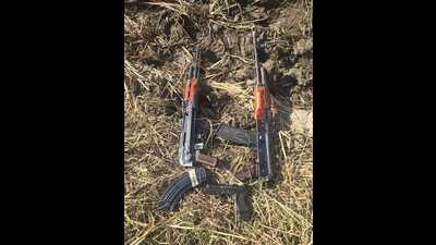 The recovered AK-47 rifles. (HT)