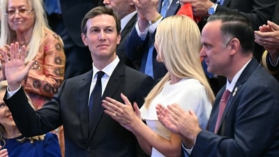 Jared Kushner with his wife Ivanka Trump, acknowledges applause at the Israeli parliament, the Knesset, in Jerusalem, Monday, Oct. 13, 2025. (Saul Loeb/Pool via AP) (AP) Jared Kushner with his wife Ivanka Trump, acknowledges applause at the Israeli parliament, the Knesset, in Jerusalem, Monday, Oct. 13, 2025. (Saul Loeb/Pool via AP) (AP)