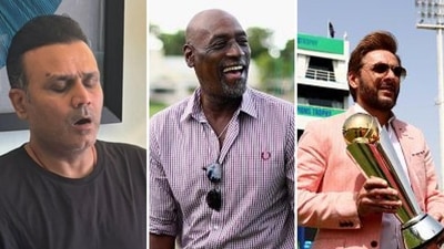 From left: Virender Sehwag, Viv Richards and Shahid Afridi (Sehwag Instagram/AFP) From left: Virender Sehwag, Viv Richards and Shahid Afridi (Sehwag Instagram/AFP)