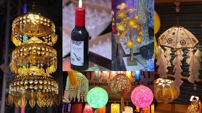 A dazzling variety of lights in vibrant designs and shapes are enticing shoppers at Sadar Bazar this year. (Photos: Manoj Verma/HT) A dazzling variety of lights in vibrant designs and shapes are enticing shoppers at Sadar Bazar this year. (Photos: Manoj Verma/HT)