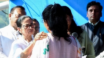 West Bengal chief minister Mamata Banerjee interacts with victim of recent devastating landslides and floods in Jalpaiguri (ANI/File) West Bengal chief minister Mamata Banerjee interacts with victim of recent devastating landslides and floods in Jalpaiguri (ANI/File)
