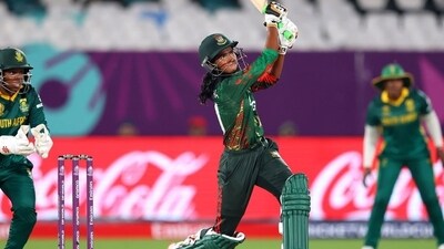 Shorna Akter against South Africa in the Women's ODI World Cup 2025. (ICC) Shorna Akter against South Africa in the Women's ODI World Cup 2025. (ICC)
