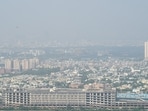 A view of skyscrapers covered in haze due to rising air pollution levels in Delhi-NCR. A view of skyscrapers covered in haze due to rising air pollution levels in Delhi-NCR.