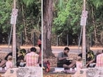 3-year-old Gaia eating with a desi family in Australia. 3-year-old Gaia eating with a desi family in Australia.