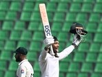 South Africa's Tony de Zorzi (R) celebrates after scoring a century South Africa's Tony de Zorzi (R) celebrates after scoring a century