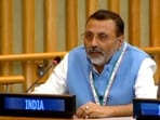 BJP MP Nishikant Dubey delivers India's statement on Promotion and Protection of Rights of Children during a session of the United Nations General Assembly (UNGA), in New York, USA. BJP MP Nishikant Dubey delivers India's statement on Promotion and Protection of Rights of Children during a session of the United Nations General Assembly (UNGA), in New York, USA.