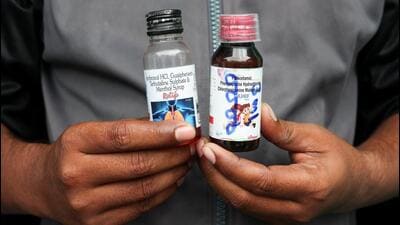 A father of two in Madhya Pradesh shows bottles of Coldrif, linked to the deaths of several children, and ReLife cough syrups. (Reuters) A father of two in Madhya Pradesh shows bottles of Coldrif, linked to the deaths of several children, and ReLife cough syrups. (Reuters)