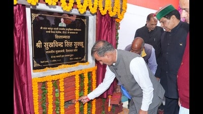 Himachal chief minister Sukhvinder Singh Sukhu during his visit to Mandi on Tuesday. (HT Photo) Himachal chief minister Sukhvinder Singh Sukhu during his visit to Mandi on Tuesday. (HT Photo)