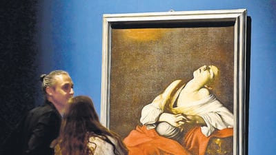 Mumbai, India - Oct. 14, 2025: Art lover look at Caravaggio's Magdalene in Ecstasy - painting exhibition at Bhau Daji Lad Museum, Byculla in Mumbai, India, on Tuesday, October 14, 2025. (Photo by Anshuman Poyrekar/Hindustan Times) (Anshuman Poyrekar/HT Photo) Mumbai, India - Oct. 14, 2025: Art lover look at Caravaggio's Magdalene in Ecstasy - painting exhibition at Bhau Daji Lad Museum, Byculla in Mumbai, India, on Tuesday, October 14, 2025. (Photo by Anshuman Poyrekar/Hindustan Times) (Anshuman Poyrekar/HT Photo)