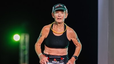 Natalie Grabow, an 80-year-old woman, became the oldest woman to finish the Ironman World Championship. (Ironman) Natalie Grabow, an 80-year-old woman, became the oldest woman to finish the Ironman World Championship. (Ironman)