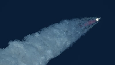 SpaceX's mega rocket Starship makes a test flight from Starbase, Texas, Monday, Oct. 13, 2025. (AP)