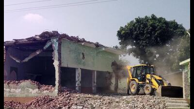 The mosque being razed in Sambhal on Tuesday (Sourced) The mosque being razed in Sambhal on Tuesday (Sourced)