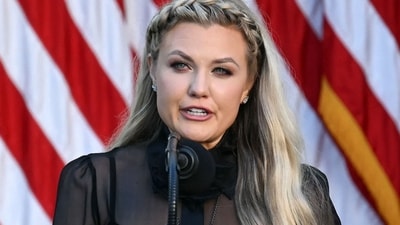 Erika Kirk, Charlie Kirk's widow, participates in a Medal of Freedom Ceremony for late US right-wing activist Charlie Kirk in the Rose Garden of the White House. (AFP) Erika Kirk, Charlie Kirk's widow, participates in a Medal of Freedom Ceremony for late US right-wing activist Charlie Kirk in the Rose Garden of the White House. (AFP)