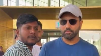 Rohit Sharma was mobbed at Mumbai airport. (Screengrab - Viral Bhayani Instagram) Rohit Sharma was mobbed at Mumbai airport. (Screengrab - Viral Bhayani Instagram)