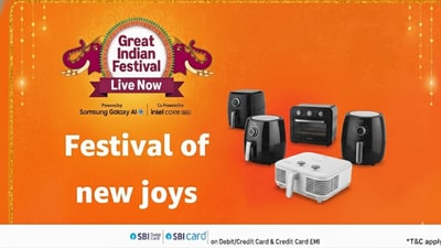 Amazon Diwali Sale 2025 guide 5 best selling air fryers with up to 72% off for smart gifting.