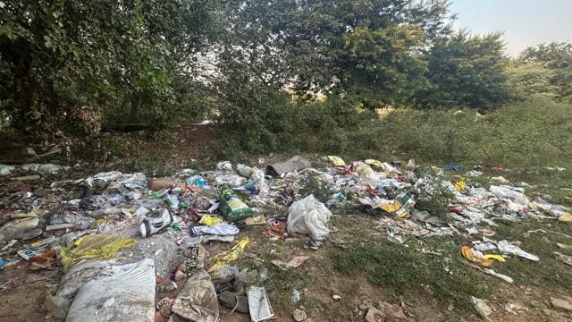 Illegally dumped waste in the area. (Parveen Kumar/HT Photo) Illegally dumped waste in the area. (Parveen Kumar/HT Photo)