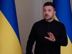 Ukraine's President Volodymyr Zelensky speaks during a press conference in Kyiv. Ukraine's President Volodymyr Zelensky speaks during a press conference in Kyiv.