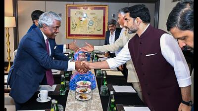 Andhra Pradesh CM N Chandrababu Naidu, Minister for IT and Electronics Nara Lokesh with Google Cloud CEO Thomas Kurian during a meeting in New Delhi. (ANI PHOTO) Andhra Pradesh CM N Chandrababu Naidu, Minister for IT and Electronics Nara Lokesh with Google Cloud CEO Thomas Kurian during a meeting in New Delhi. (ANI PHOTO)