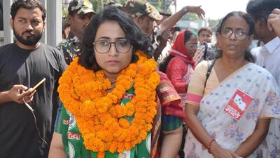 CPI-ML candidate Divya Gautam after filling her nomination paper ahead of Bihar Assembly Election 2025 at Collectorate in Patna, on Wednesday. (Santosh Kumar/ Hindustan Times)