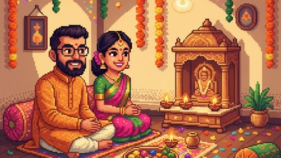 2D video game style artwork - Diwali theme, 2D video game style artwork - Diwali theme,