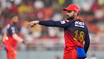 Virat Kohli was proactive on the field with his suggestion to the bowlers during the PBKS vs RCB clash. (PTI) Virat Kohli was proactive on the field with his suggestion to the bowlers during the PBKS vs RCB clash. (PTI)