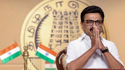 Tamil Nadu Chief Minister MK Stalin addresses during the 'Gram Sabha' meeting, in Chennai, Tamil Nadu. (Handout via PTI Photo) (PTI) Tamil Nadu Chief Minister MK Stalin addresses during the 'Gram Sabha' meeting, in Chennai, Tamil Nadu. (Handout via PTI Photo) (PTI)