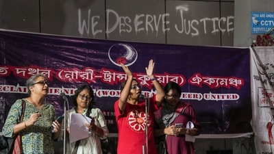 People stage a protest over the alleged rape of a medical student in Durgapur of West Bengal, in Kolkata, Tuesday, (PTI) People stage a protest over the alleged rape of a medical student in Durgapur of West Bengal, in Kolkata, Tuesday, (PTI)